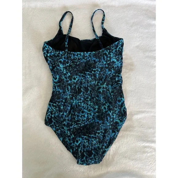 EUC Blue and Black One-Piece Swimsuit - Picture 2 of 5